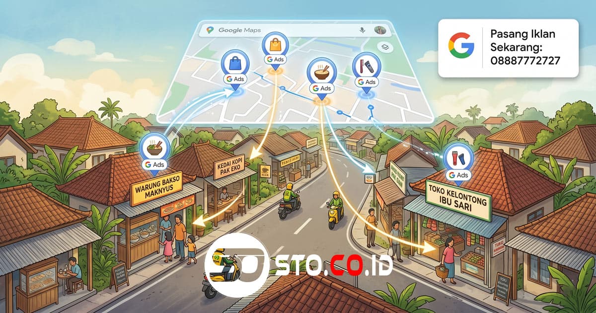 Ilustrasi layanan Google Ads untuk bisnis lokal