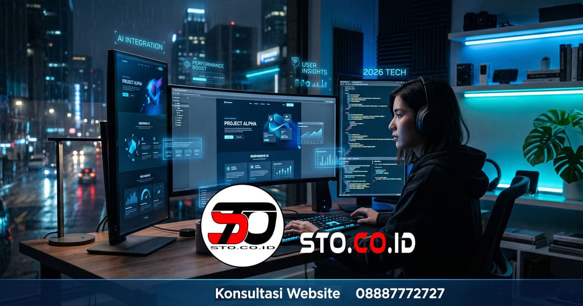 Ilustrasi layanan Google Ads dan pembuatan website profesional oleh STO.CO.ID untuk bisnis lokal