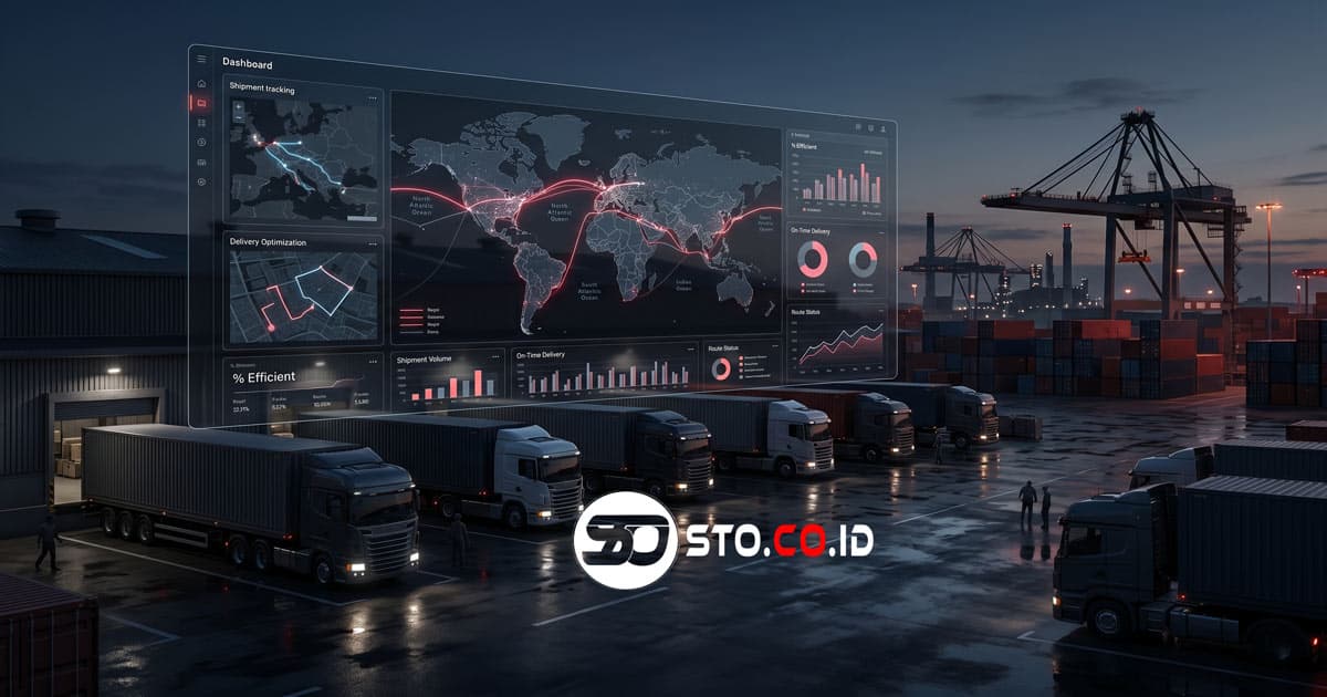 Truk ekspedisi logistik di kawasan industri Sidoarjo dan Surabaya yang membutuhkan website profesional